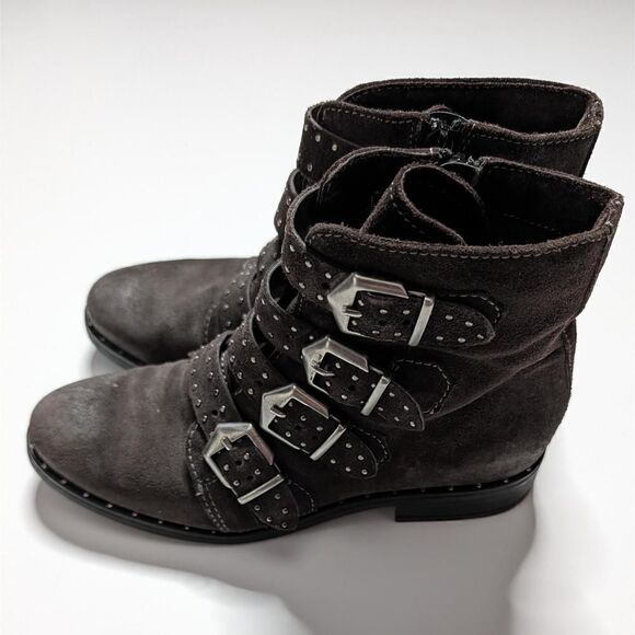 Miz Mooz Edgy Shoe Ankle Boots Buckle Brown Size 38 - Picture 2 of 7